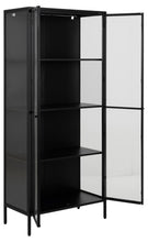 Load image into Gallery viewer, Newcastle Black Display Cabinet 2 Glass Doors 4 Metal Shelves 180x40x80cm