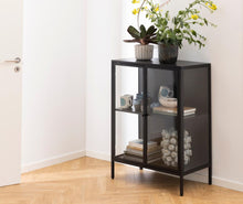 Load image into Gallery viewer, Newcastle Black Display Cabinet With 2 Glass Doors & 2 Metal Shelves 80x40x99cm