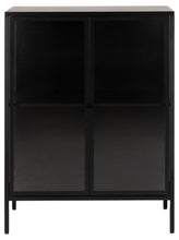 Load image into Gallery viewer, Newcastle Black Display Cabinet With 2 Glass Doors & 2 Metal Shelves 80x40x99cm
