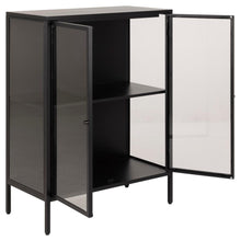 Load image into Gallery viewer, Newcastle Black Display Cabinet With 2 Glass Doors & 2 Metal Shelves 80x40x99cm