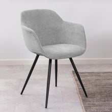 Load image into Gallery viewer, Noella Deluxe Grey Fabric Carver Dining Chair With Comfort Armrests And Firm Support