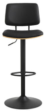 Load image into Gallery viewer, Owen Black Leather Bar Stool With Steel base, Footrest, Height Adjustment And Swivel Single Barstool