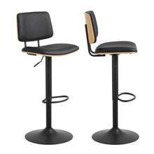 Load image into Gallery viewer, Owen Black Leather Bar Stool With Steel base, Footrest, Height Adjustment And Swivel Single Barstool
