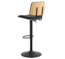 Load image into Gallery viewer, Owen Black Leather Bar Stool With Steel base, Footrest, Height Adjustment And Swivel Single Barstool