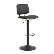 Load image into Gallery viewer, Owen Black Leather Bar Stool With Steel base, Footrest, Height Adjustment And Swivel Single Barstool