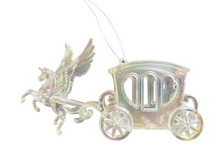 Load image into Gallery viewer, Iridescent Shimmer Pegasus and Carriage Hanging Christmas Decoration Magical Fairy Tale Themed Xmas Tree Pendant