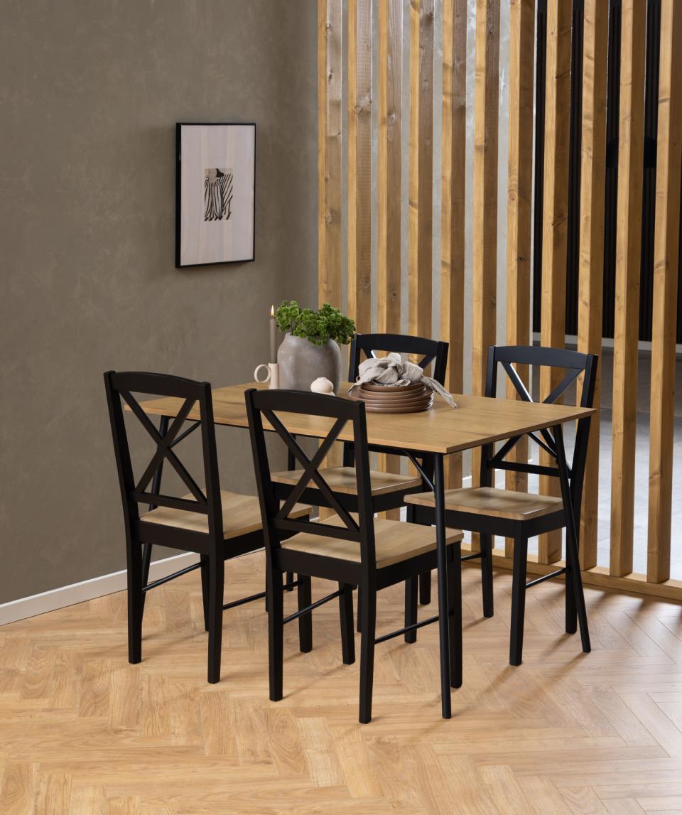 Peru Designer Oak Rectangle Dining Table With Metal Legs Spacious 6 Seats 120cm
