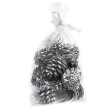 Load image into Gallery viewer, Pack Of 12 Silver Christmas Pine Cones For Decoration Or Craft