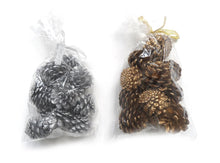 Load image into Gallery viewer, Pack Of 12 Silver Christmas Pine Cones For Decoration Or Craft