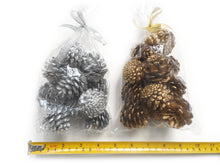 Load image into Gallery viewer, Pack Of 12 Silver Christmas Pine Cones For Decoration Or Craft