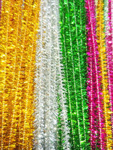 Load image into Gallery viewer, Glitter Pipe Cleaners 50 Twisted Tinsel Sticks in Assorted Colours
