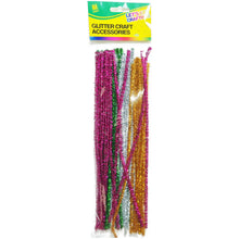 Load image into Gallery viewer, Glitter Pipe Cleaners 50 Twisted Tinsel Sticks in Assorted Colours
