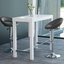 Load image into Gallery viewer, Plump Designer Grey Bar Stool With Comfort Backrest, Chrome Base And Height Adjustment, 1 pc