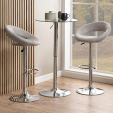 Load image into Gallery viewer, Plump Designer Taupe Faux Leather Bar Stool With Comfort Backrest, Stylish Chrome Base And Solid Gas Lift Function, 1 pc