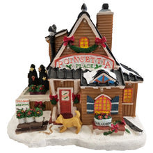 Load image into Gallery viewer, Light Up Poinsettia Place Christmas Village Scene Large LED Miniature 18cm