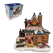 Load image into Gallery viewer, Light Up Poinsettia Place Christmas Village Scene Large LED Miniature 18cm