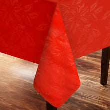 Load image into Gallery viewer, Red Christmas Tablecloth Poinsettia Floral Pattern Rectangle Xmas Dining 132x178cm 70x52Inch