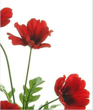 Load image into Gallery viewer, Artificial Wild Poppy Flower Stem With Leaves 4 Heads In Red, Orange, Yellow Or White