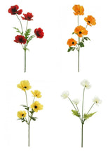 Load image into Gallery viewer, Artificial Wild Poppy Flower Stem With Leaves 4 Heads In Red, Orange, Yellow Or White