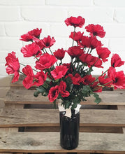 Load image into Gallery viewer, Red Wild Poppy Flowers In A Rotated Black Heart Ceramic Vase Home Decor Gift