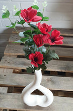 Load image into Gallery viewer, Red Wild Poppy Flowers In A Rotated Black Heart Ceramic Vase Home Decor Gift