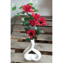 Load image into Gallery viewer, White Wild Poppy Flowers In A Rotated Black Heart Ceramic Vase Home Decor Gift