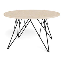 Load image into Gallery viewer, Prunus Luxury Round Coffee Table In Beige Travertine With Black Steel Legs 80cm