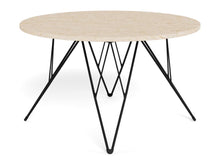 Load image into Gallery viewer, Prunus Luxury Round Coffee Table In Beige Travertine With Black Steel Legs 80cm
