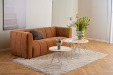 Load image into Gallery viewer, Prunus Luxury Round Coffee Table In Beige Travertine With Silver Chrome Legs 80cm