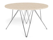 Load image into Gallery viewer, Prunus Luxury Round Coffee Table In Beige Travertine With Silver Chrome Legs 80cm