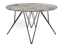 Load image into Gallery viewer, Prunus Luxury Round Coffee Table In Grey Brown Marble With Black Chrome Legs 80cm