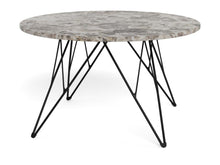 Load image into Gallery viewer, Prunus Luxury Round Coffee Table In Grey Brown Marble With Black Chrome Legs 80cm