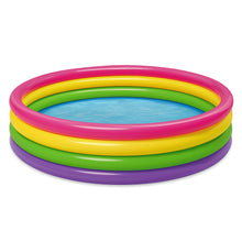 Load image into Gallery viewer, 70" Round Paddling Pool Bright Rainbow Colour 4 Ring Pool Large 178cm Inflatable Family Outdoor Games