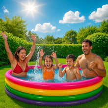 Load image into Gallery viewer, 70" Round Paddling Pool Bright Rainbow Colour 4 Ring Pool Large 178cm Inflatable Family Outdoor Games