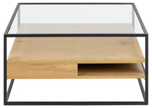 Load image into Gallery viewer, Randolf Designer Oak Glass Coffee Table With Storage Shelf 80cm