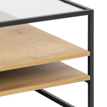 Load image into Gallery viewer, Randolf Designer Oak Glass Coffee Table With Storage Shelf 80cm