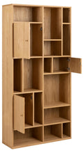 Load image into Gallery viewer, Rangoon Large Bookcase Shelving Unit In Oak With 3 Doors And Compartments 90x30x180 cm