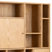 Load image into Gallery viewer, Rangoon Large Bookcase Shelving Unit In Oak With 3 Doors And Compartments 90x30x180 cm