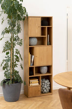 Load image into Gallery viewer, Rangoon Tall Bookcase Shelving Unit In Oak With 3 Doors And Compartments 60x30x180 cm