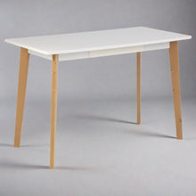 Load image into Gallery viewer, Raven Office Desk With Birch Wood Legs And Modern White Top 117x58cm