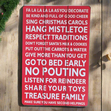 Load image into Gallery viewer, Christmas Rules Large Red Hanging Wall Art Decoration Xmas Wooden Sign 45x30cm