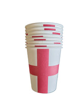 Load image into Gallery viewer, England St George Flag Paper Disposable Cups 8 Pack Party Supplies