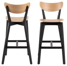 Load image into Gallery viewer, Roxby Bar Stools Set Of 2 Curved Wood Black Oak Designer Kitchen Furniture