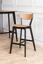 Load image into Gallery viewer, Roxby Bar Stools Set Of 2 Curved Wood Black Oak Designer Kitchen Furniture