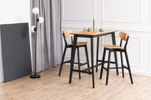 Load image into Gallery viewer, Roxby Bar Table Brown Oak With Black Legs And Footrest Modern Dining 120x60x105 cm