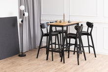 Load image into Gallery viewer, Roxby Bar Table Brown Oak With Black Legs And Footrest Modern Dining 120x60x105 cm