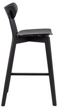 Load image into Gallery viewer, Roxby Designer Black Bar Stools Set Of 2 Curved Wood Foot Rest Kitchen Furniture