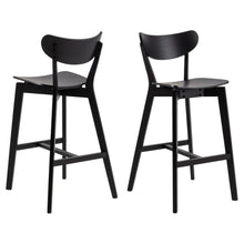 Load image into Gallery viewer, Roxby Designer Black Bar Stools Set Of 2 Curved Wood Foot Rest Kitchen Furniture