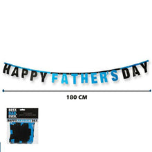 Load image into Gallery viewer, Happy Fathers Day Ready To Hang Party Black Blue Banner 180cm