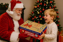 Load image into Gallery viewer, Christmas Eve Card Box With Special Delivery Message Fun Vibrant Xmas Gift Boxes